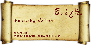 Bereszky Áron névjegykártya